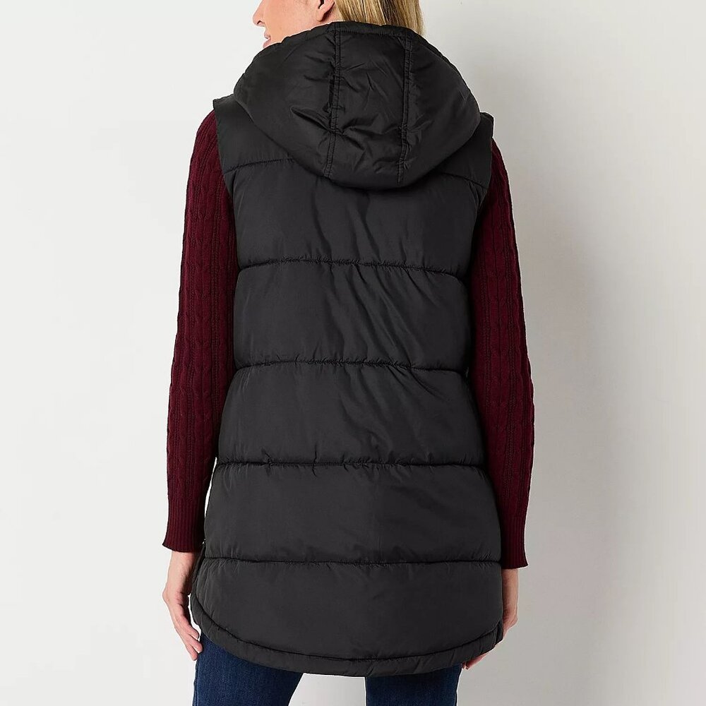 New St. John's Bay Hooded Puffer Vest. Black, Size XL, XXL - Picture 2 of 3